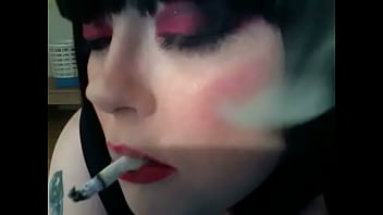 Chubby Brit Tina Smokes A Gauloise Cig